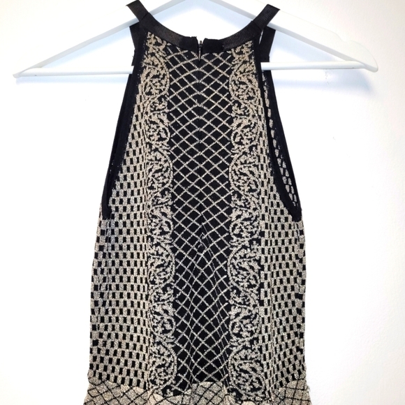 Parker Candice Black & Gold Metallic Knit Pleated Flared Dress Size P (S) - Picture 8 of 16